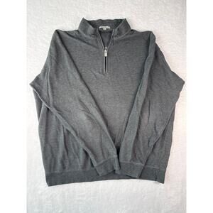 Peter Millar Quarter Zip Mens Sweater Size XL Golf Casual Gray Cotton Blend